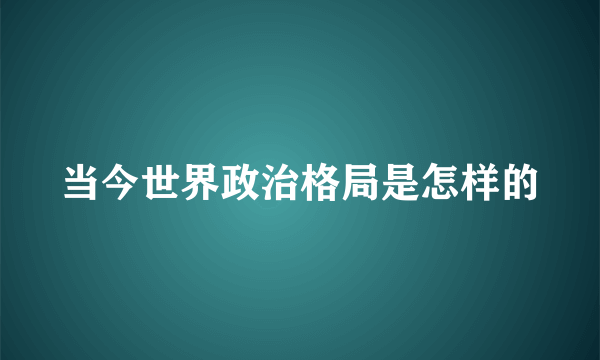 当今世界政治格局是怎样的