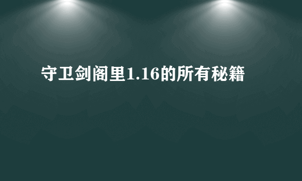 守卫剑阁里1.16的所有秘籍