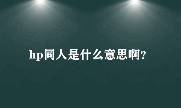 hp同人是什么意思啊？