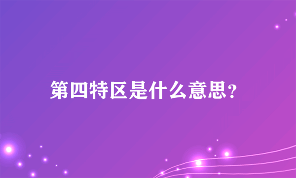 第四特区是什么意思？