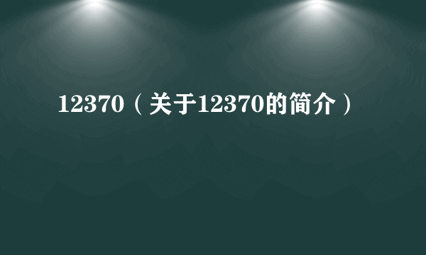 12370（关于12370的简介）