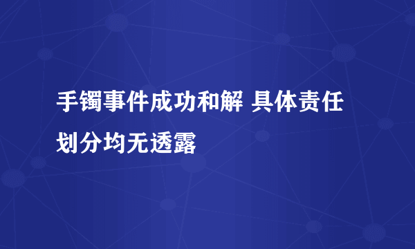 手镯事件成功和解 具体责任划分均无透露