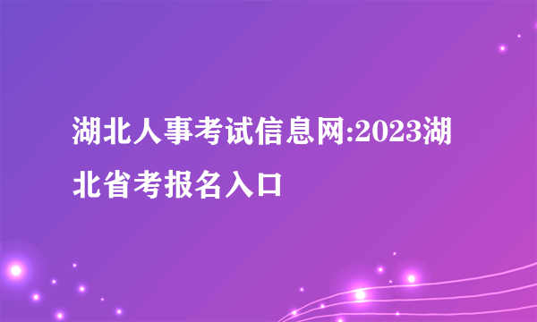 湖北人事考试信息网:2023湖北省考报名入口