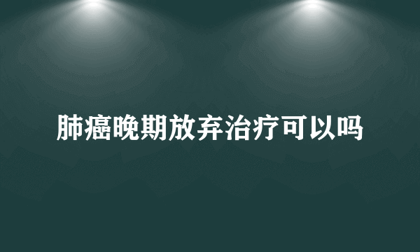 肺癌晚期放弃治疗可以吗