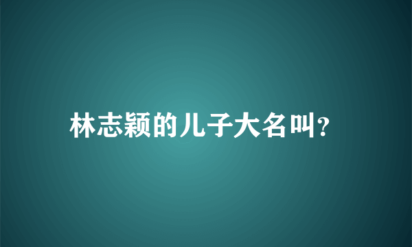 林志颖的儿子大名叫？