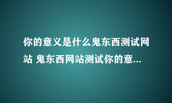 你的意义是什么鬼东西测试网站 鬼东西网站测试你的意义是什么