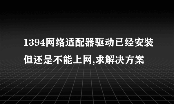 1394网络适配器驱动已经安装但还是不能上网,求解决方案