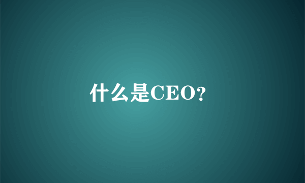 什么是CEO？