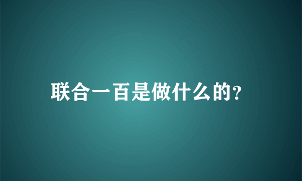 联合一百是做什么的？