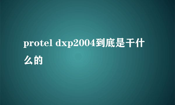 protel dxp2004到底是干什么的