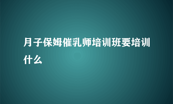 月子保姆催乳师培训班要培训什么