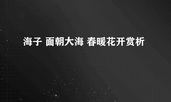 海子 面朝大海 春暖花开赏析