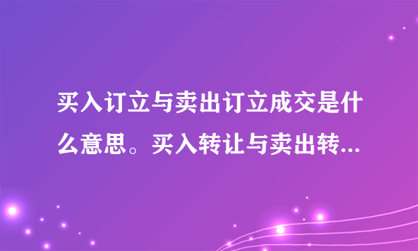 买入订立与卖出订立成交是什么意思。买入转让与卖出转让成交是什么意思？