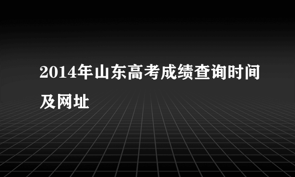 2014年山东高考成绩查询时间及网址