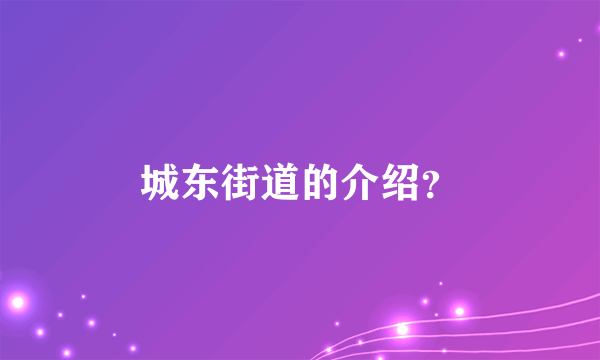 城东街道的介绍？