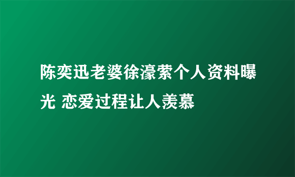 陈奕迅老婆徐濠萦个人资料曝光 恋爱过程让人羡慕