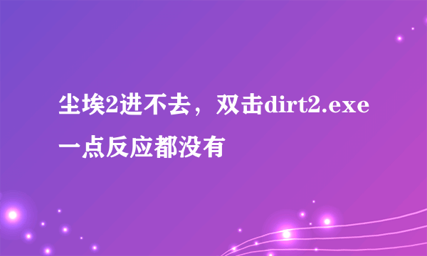 尘埃2进不去，双击dirt2.exe一点反应都没有