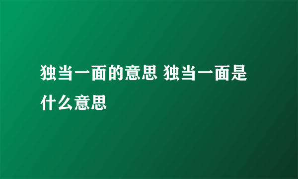 独当一面的意思 独当一面是什么意思