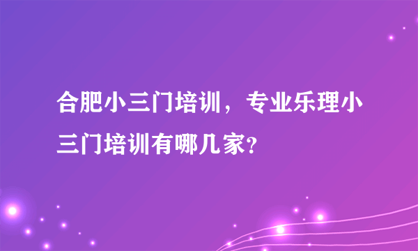 合肥小三门培训，专业乐理小三门培训有哪几家？