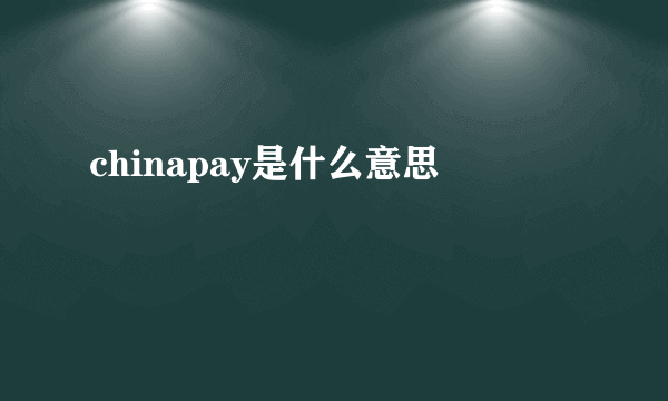 chinapay是什么意思