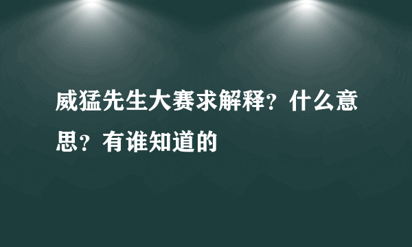 威猛先生大赛求解释？什么意思？有谁知道的