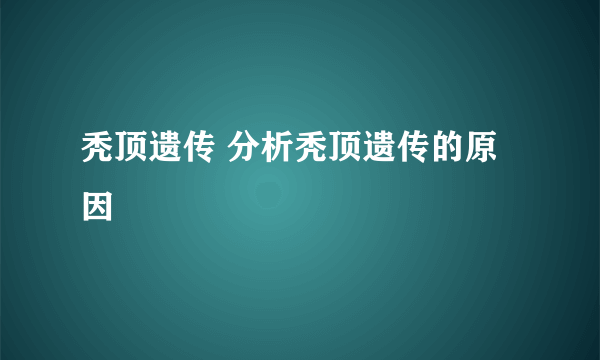 秃顶遗传 分析秃顶遗传的原因