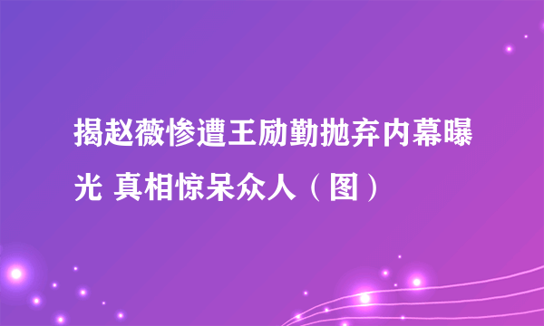 揭赵薇惨遭王励勤抛弃内幕曝光 真相惊呆众人（图）