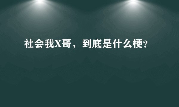 社会我X哥，到底是什么梗？