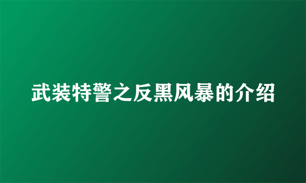 武装特警之反黑风暴的介绍