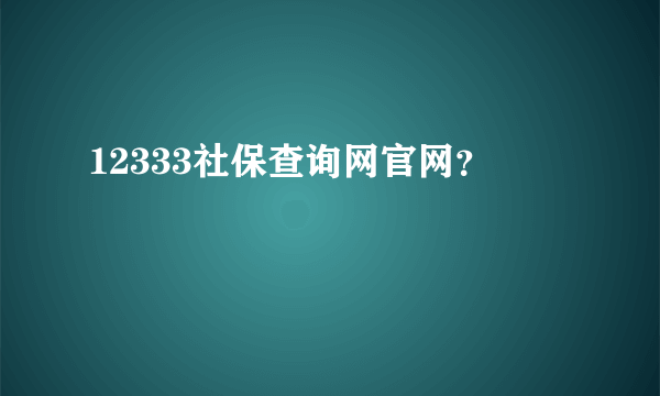 12333社保查询网官网？