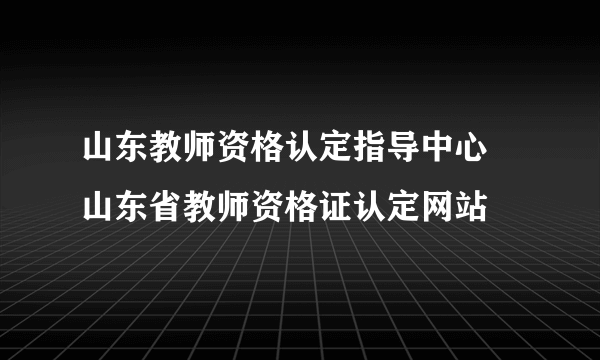 山东教师资格认定指导中心 山东省教师资格证认定网站