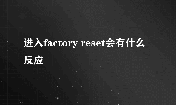 进入factory reset会有什么反应