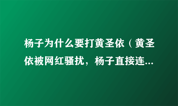 杨子为什么要打黄圣依（黄圣依被网红骚扰，杨子直接连麦互怼，这究竟是怎么回事）百科_飞外网