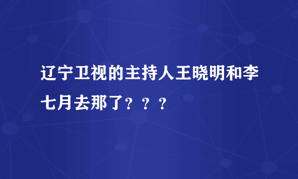 辽宁卫视的主持人王晓明和李七月去那了？？？