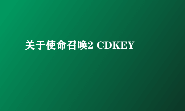 关于使命召唤2 CDKEY