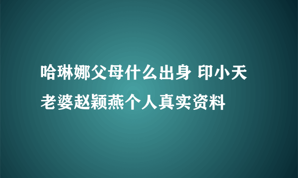 哈琳娜父母什么出身 印小天老婆赵颖燕个人真实资料