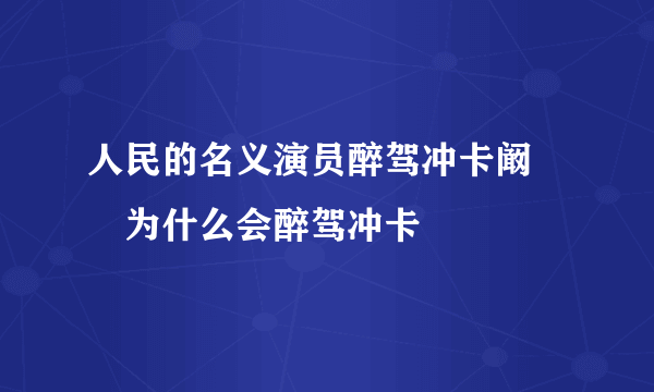 人民的名义演员醉驾冲卡阚犇犇为什么会醉驾冲卡