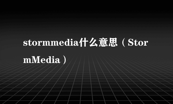 stormmedia什么意思（StormMedia）