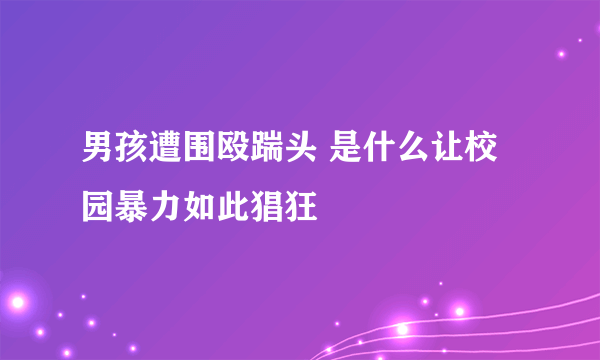 男孩遭围殴踹头 是什么让校园暴力如此猖狂