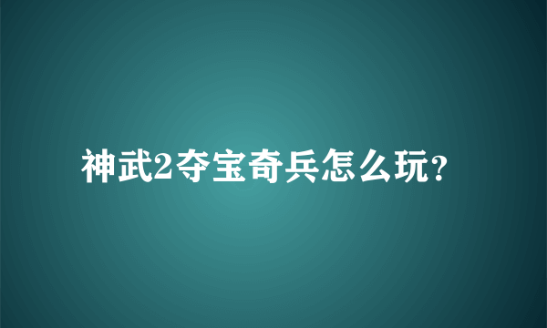 神武2夺宝奇兵怎么玩？