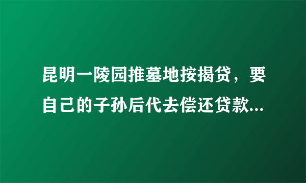 昆明一陵园推墓地按揭贷，要自己的子孙后代去偿还贷款，对此你怎么看？