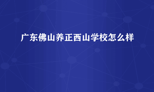 广东佛山养正西山学校怎么样