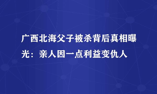 广西北海父子被杀背后真相曝光：亲人因一点利益变仇人