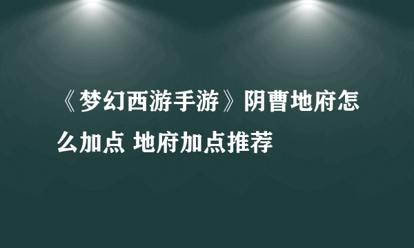 《梦幻西游手游》阴曹地府怎么加点 地府加点推荐