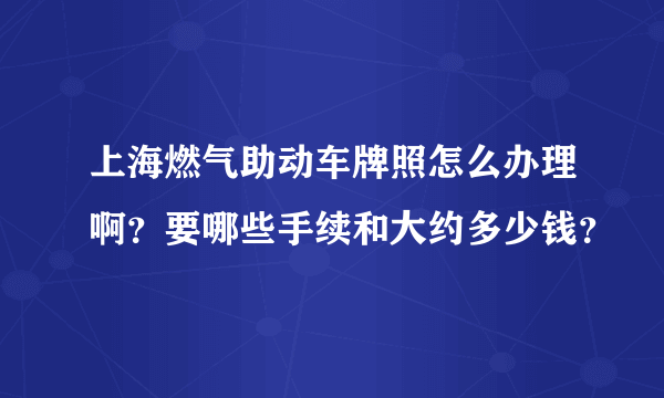 上海燃气助动车牌照怎么办理啊？要哪些手续和大约多少钱？