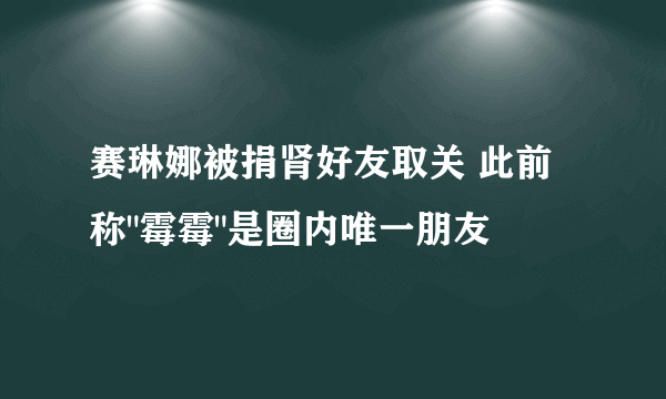 赛琳娜被捐肾好友取关 此前称