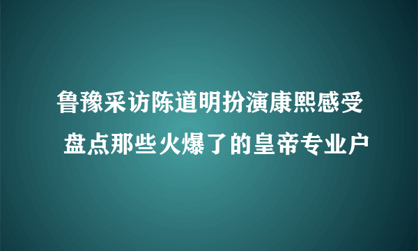 鲁豫采访陈道明扮演康熙感受 盘点那些火爆了的皇帝专业户