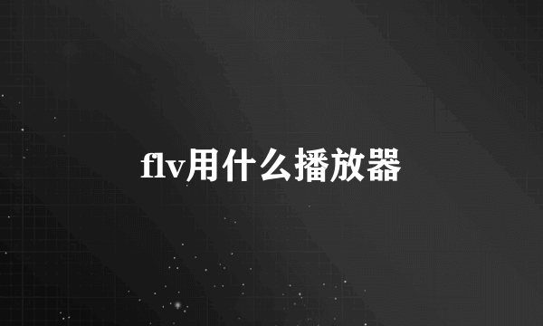 flv用什么播放器