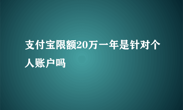 支付宝限额20万一年是针对个人账户吗