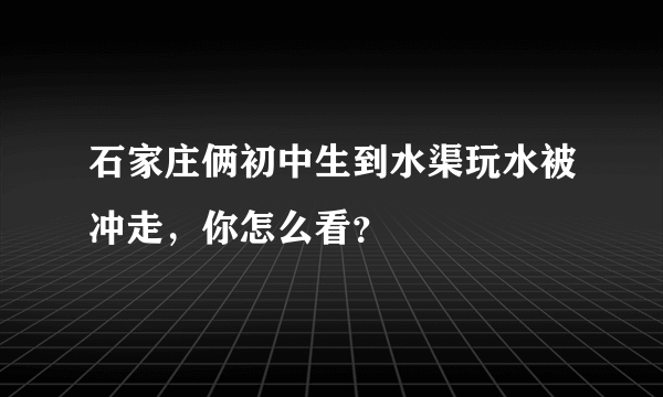 石家庄俩初中生到水渠玩水被冲走，你怎么看？